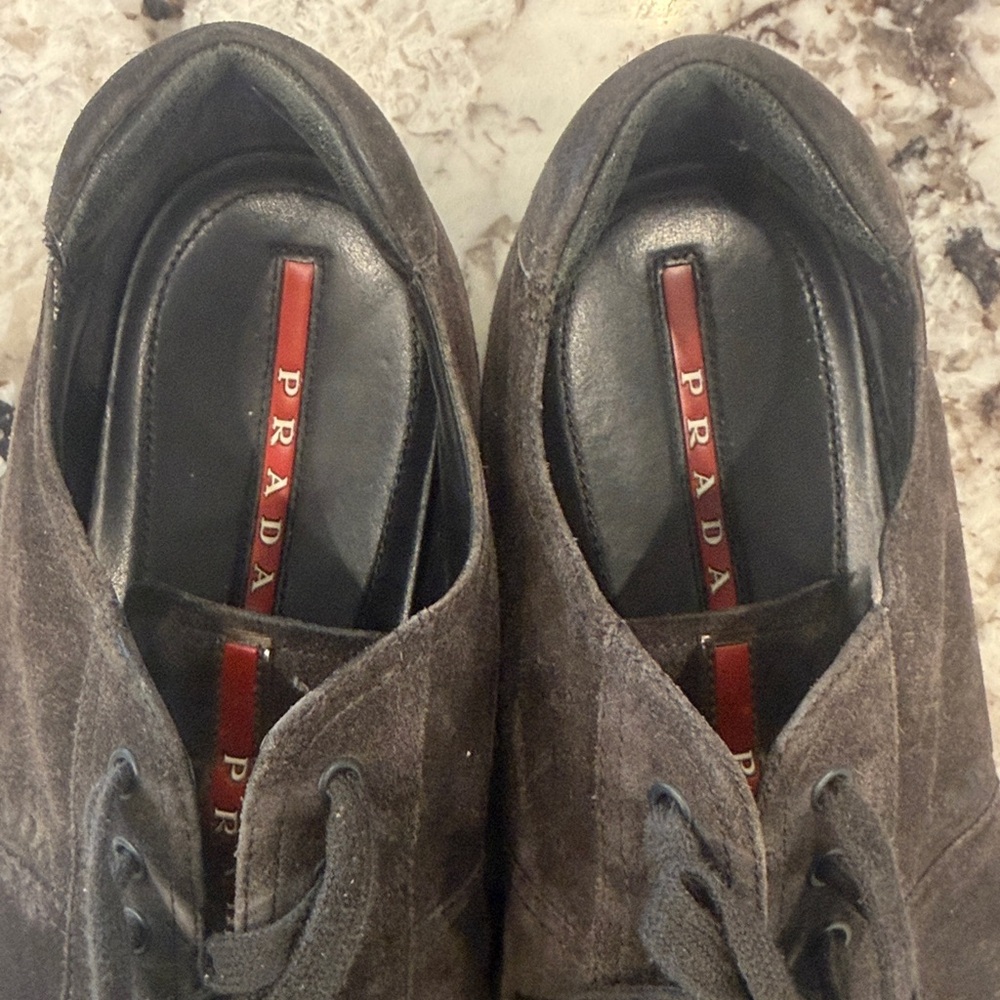 Prada Men's Black/Gray Suede Sneakers - Picture 3 of 8